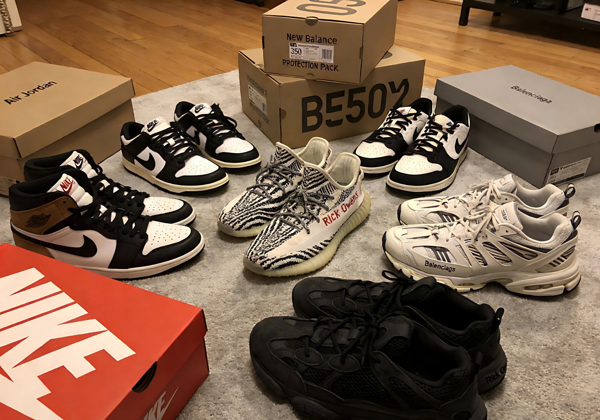 Sneaker haul with multiple brands for ACBuy agent spreadsheet